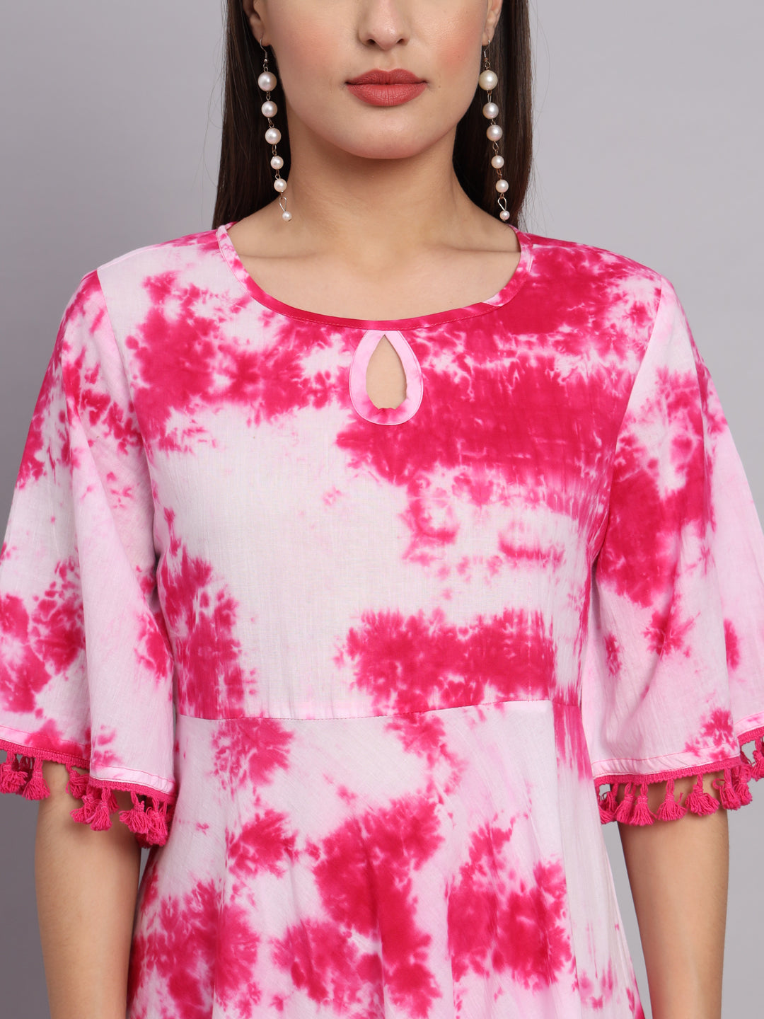 Tie-Dye Cotton Flared Pocket Dress