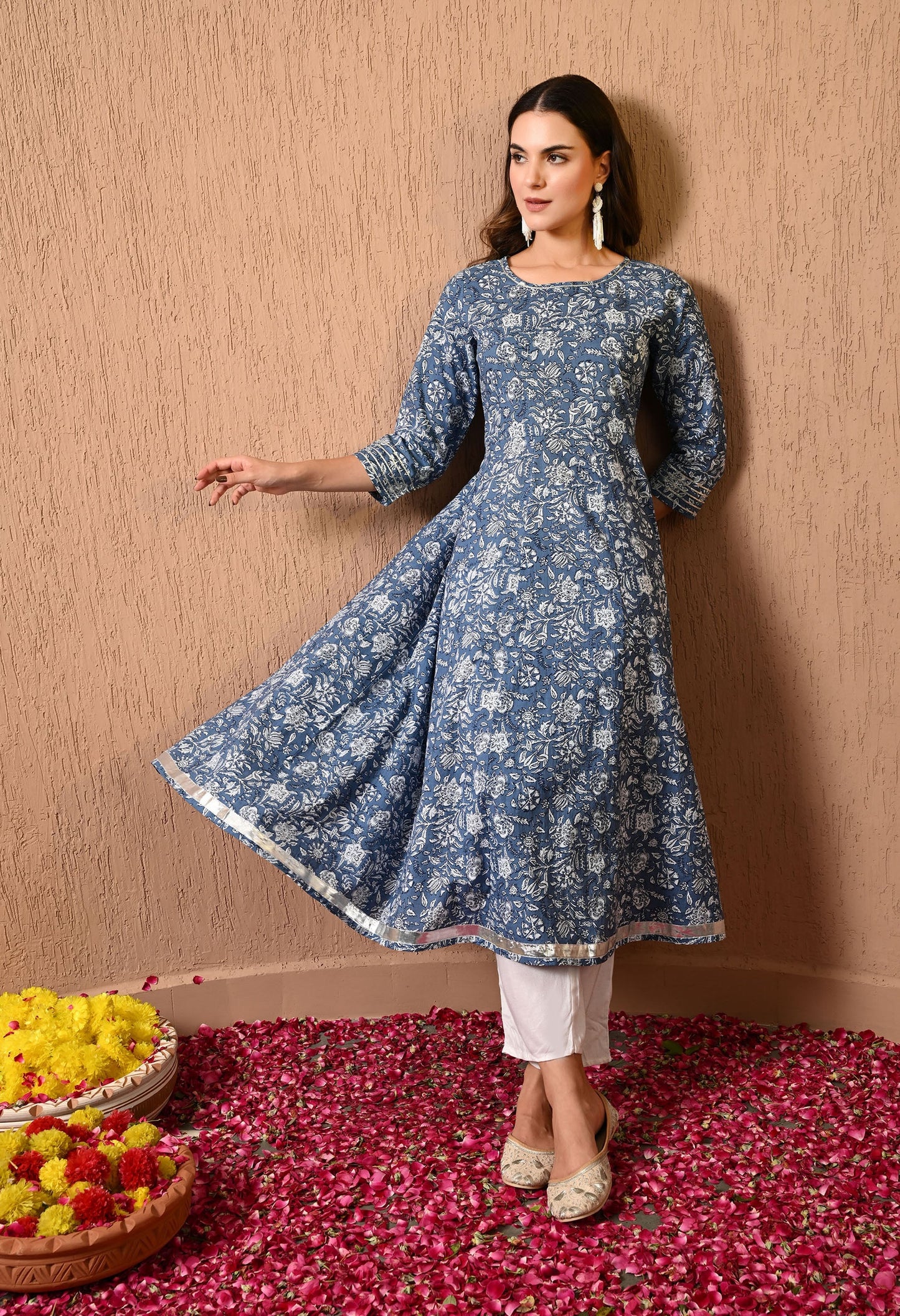 Blue Gotta Anarkali Kurta