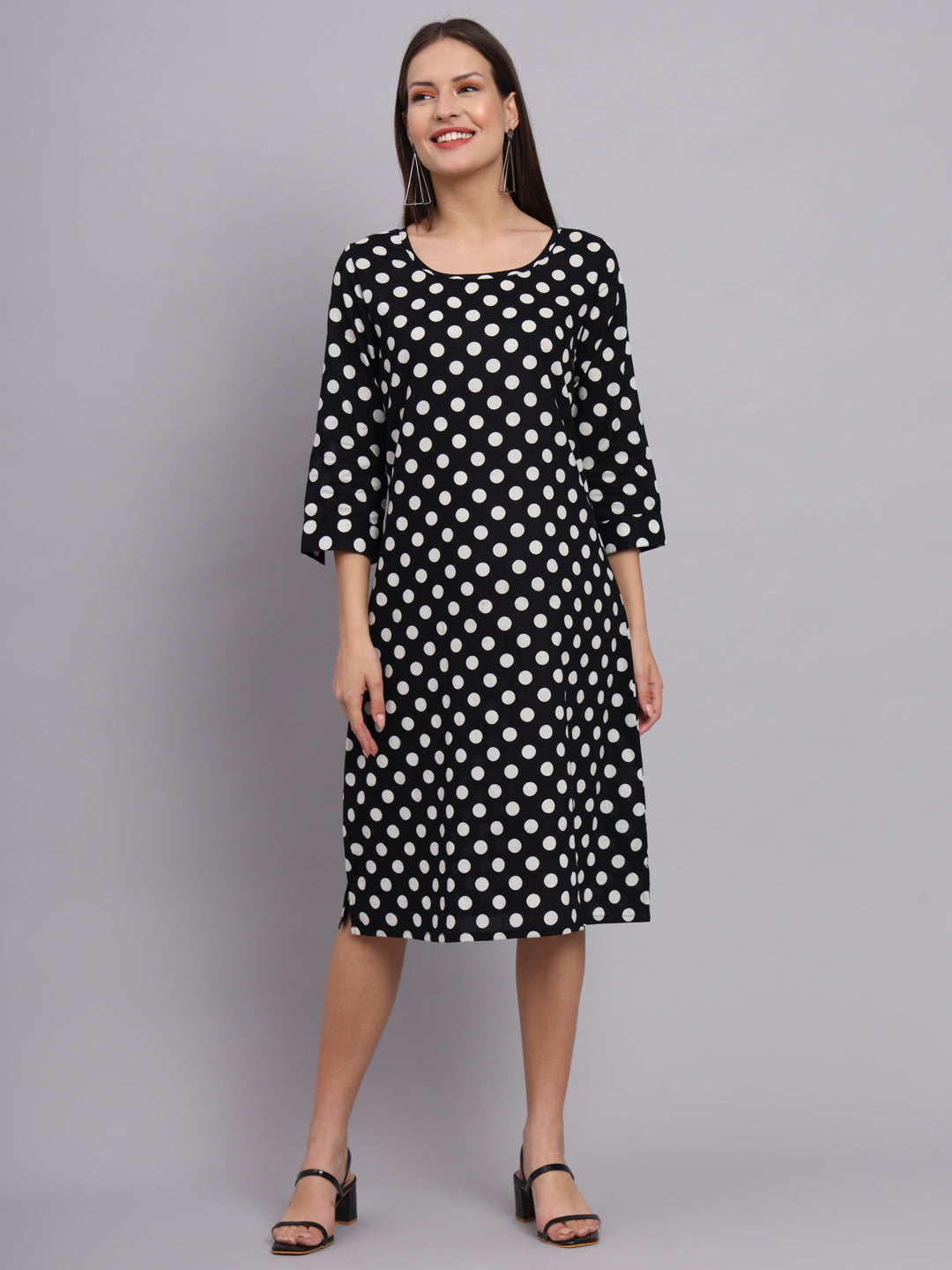 Black And White Polka Dot Aline Dress