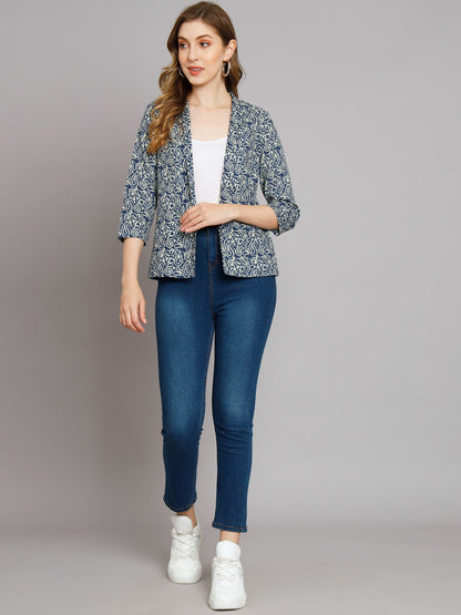 Indigo And White Kantha Regular Jacket