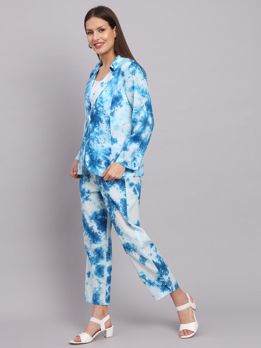 Blue Cotton Tie-dye Print Co-ord Set