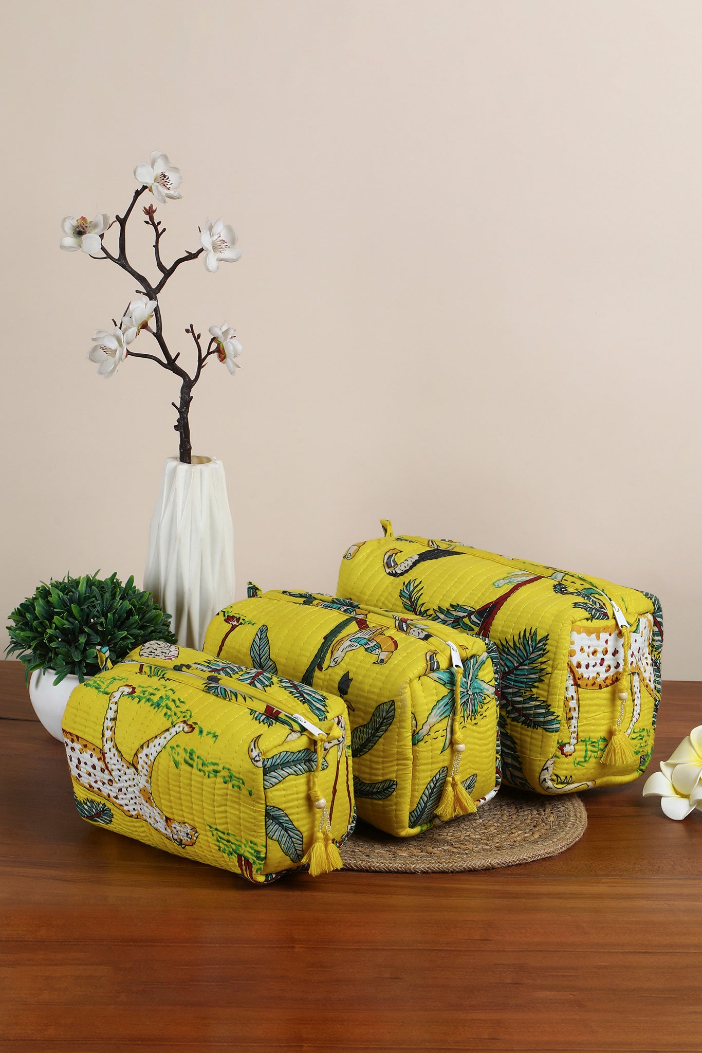 Tropical Elegance Quilted Pouches (Set of 3)