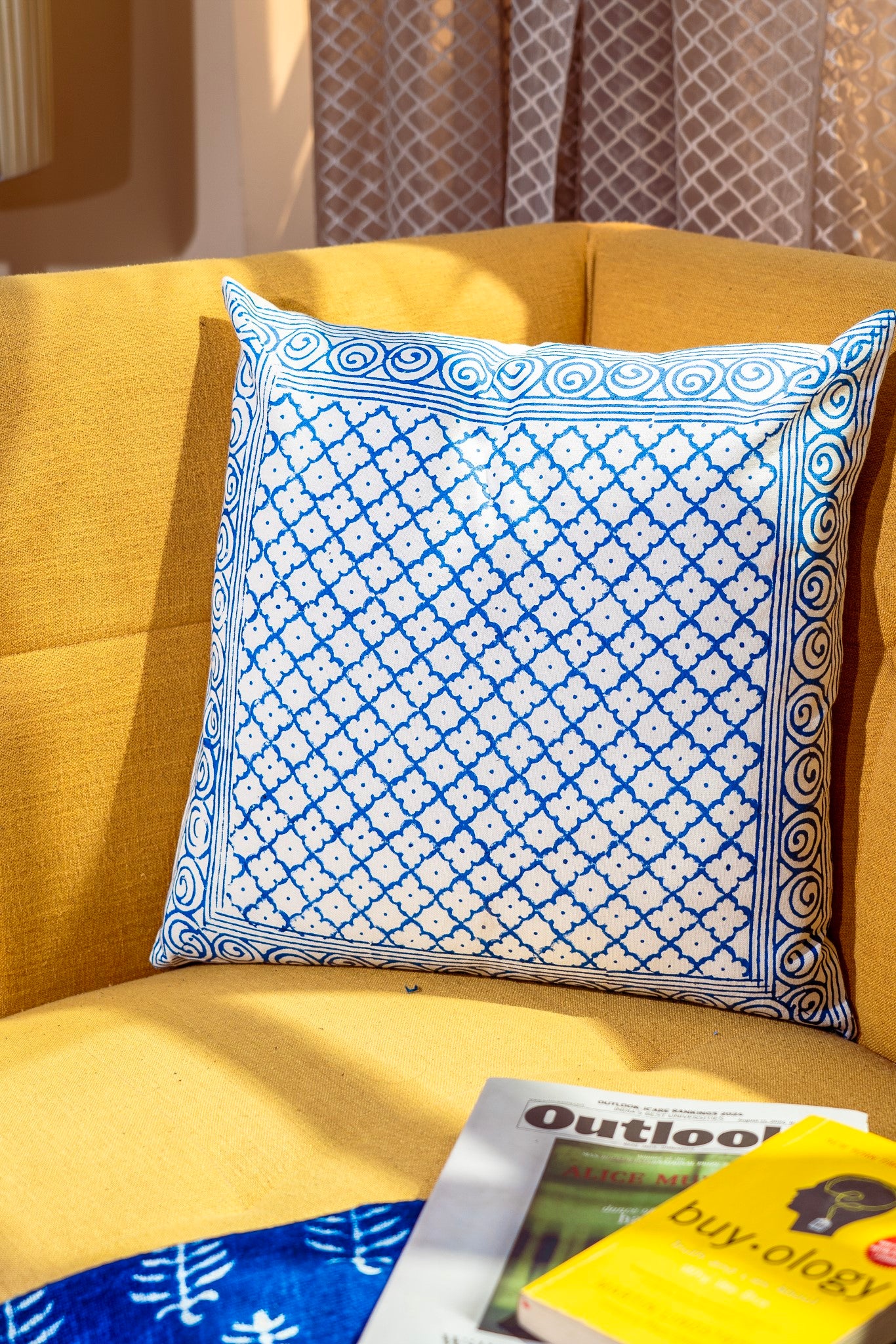 Indigo Magic Cushion Cover - Block Printed