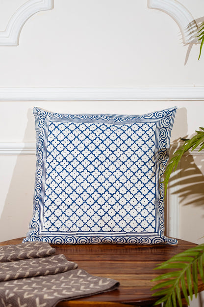 Indigo Magic Cushion Cover - Block Printed