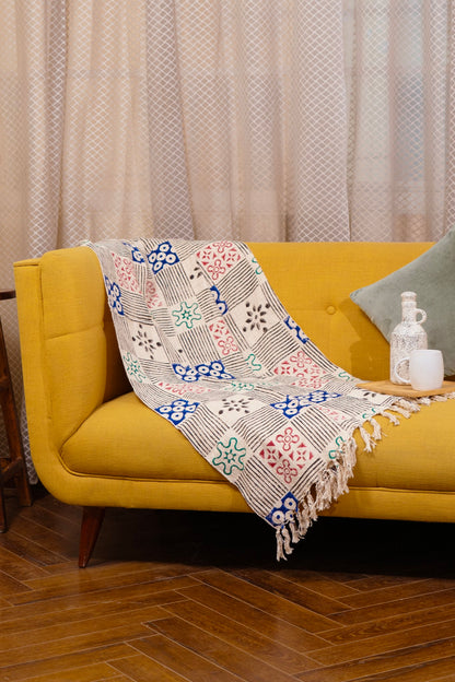 Variegated Cotton Throw - Block Printed