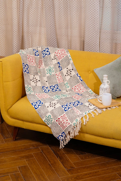 Variegated Cotton Throw - Block Printed