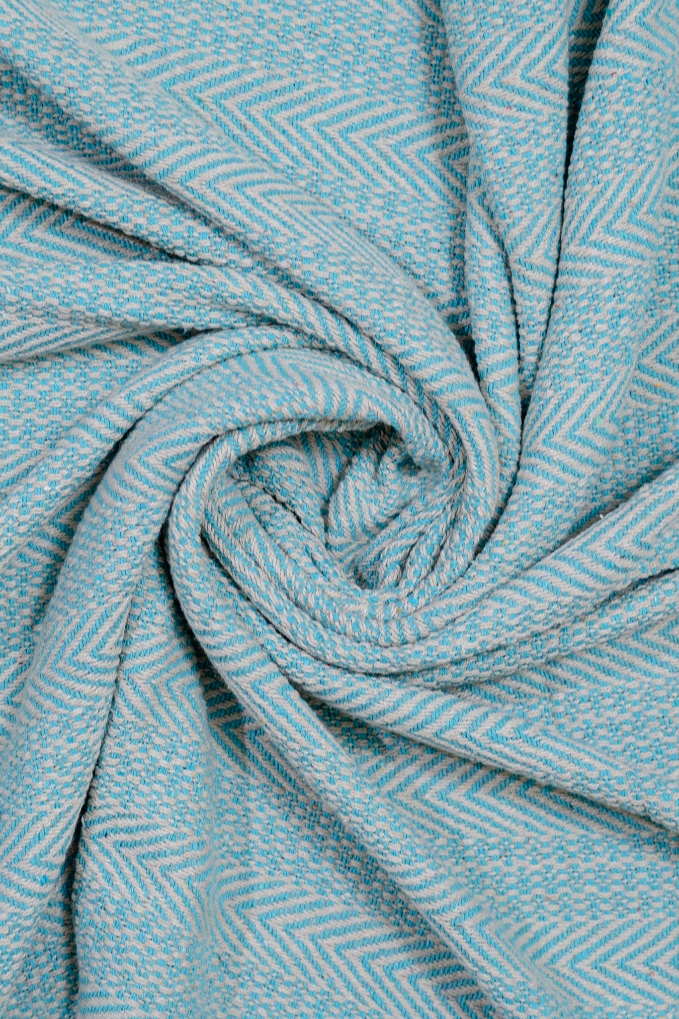 Turquoise Cotton Throw - Hand Knitted