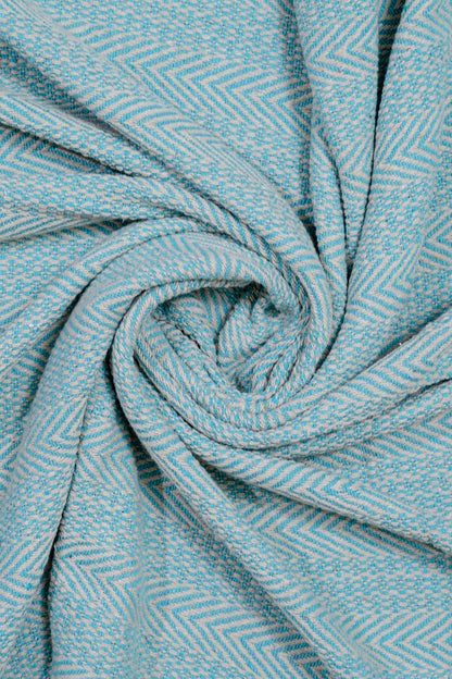 Turquoise Cotton Throw - Hand Knitted