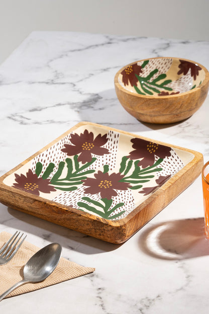 Floral Charm Wooden Platter