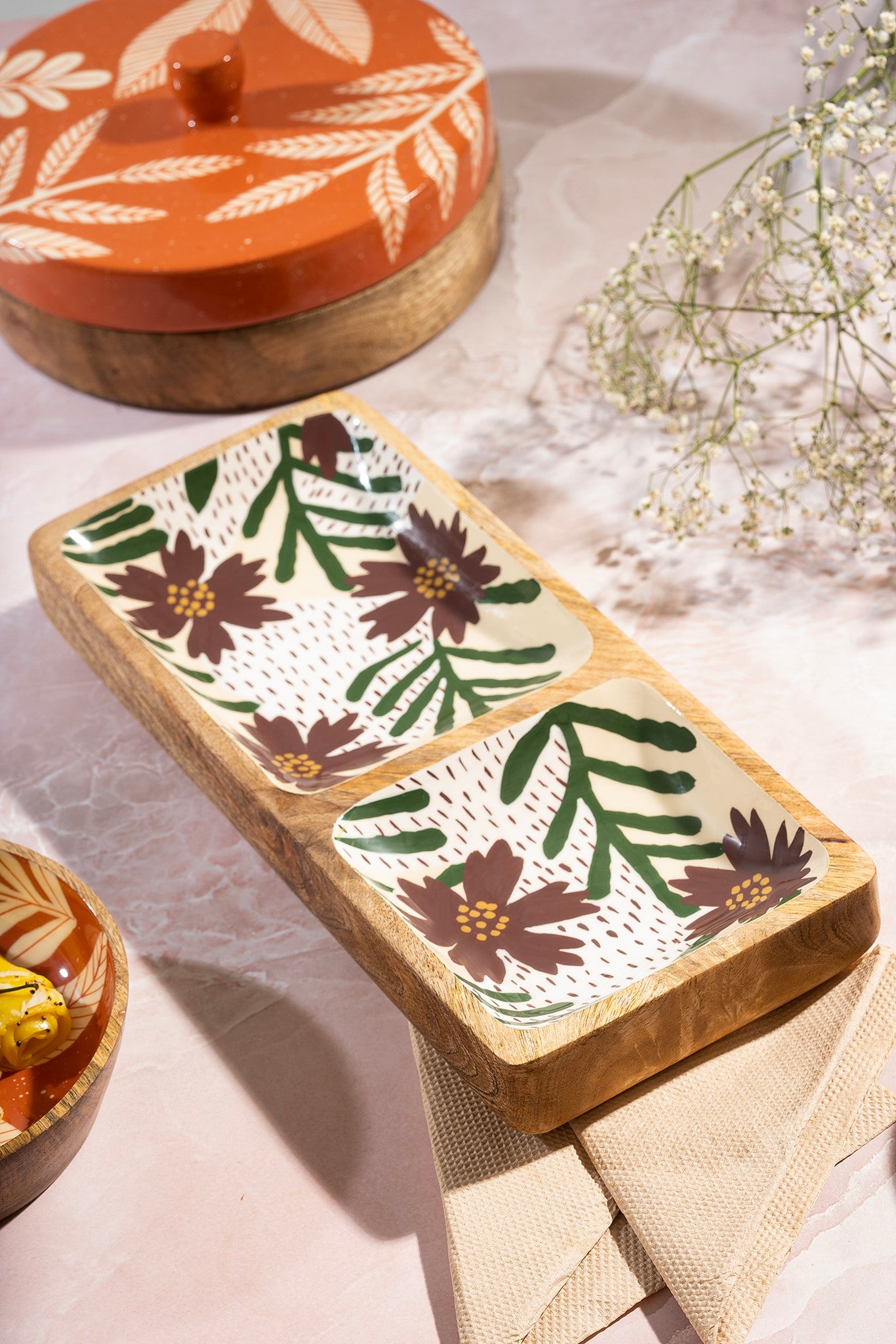 Floral Charm Wooden Serveware