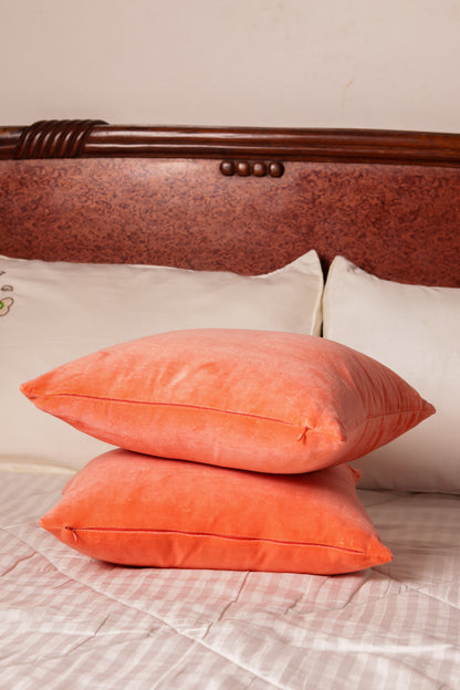 Premium Velvet Cushion Cover -  Light Orange