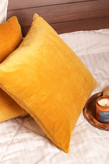 Premium Velvet Cushion Cover -  Mustard