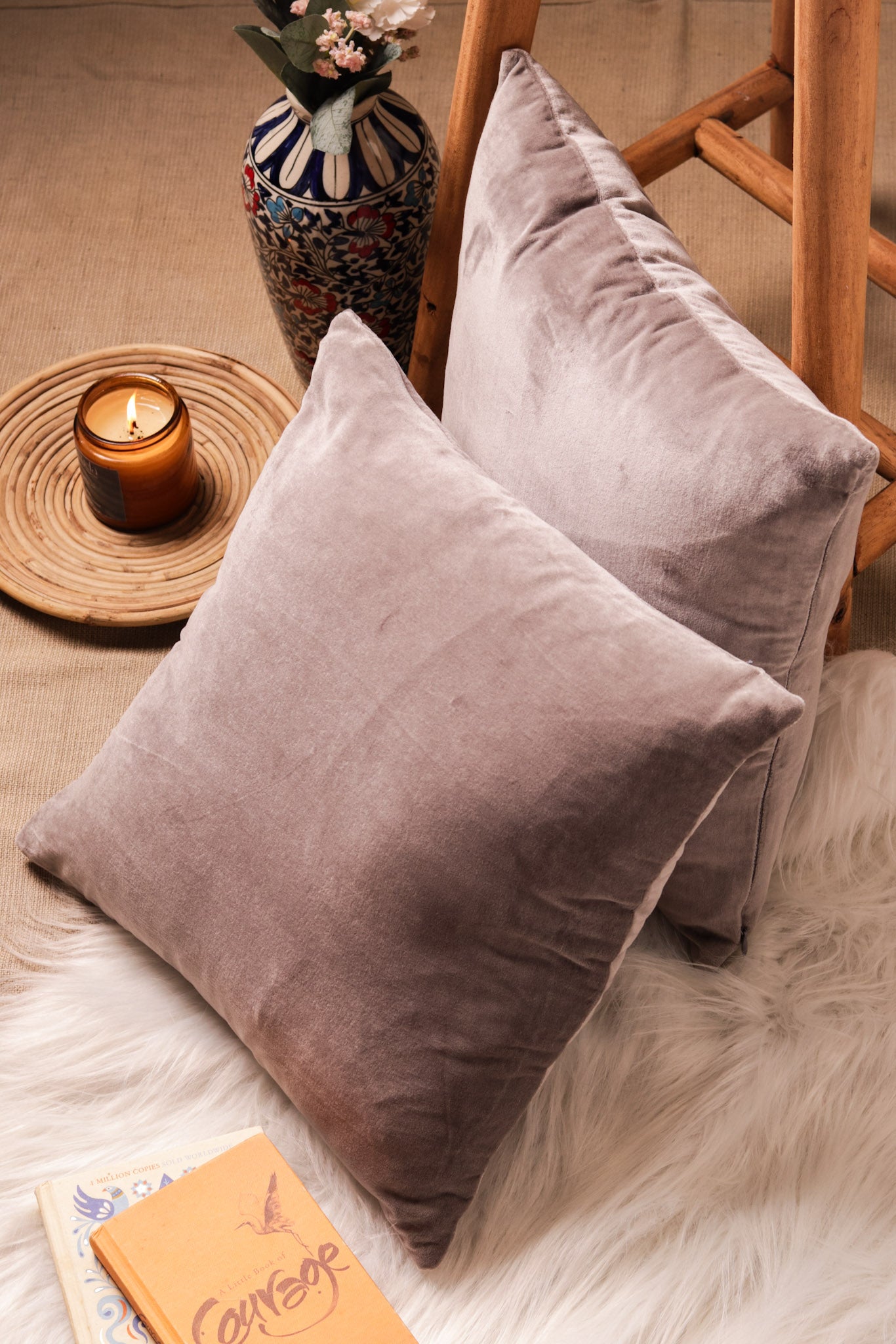 Premium Velvet Cushion Cover -  Gray