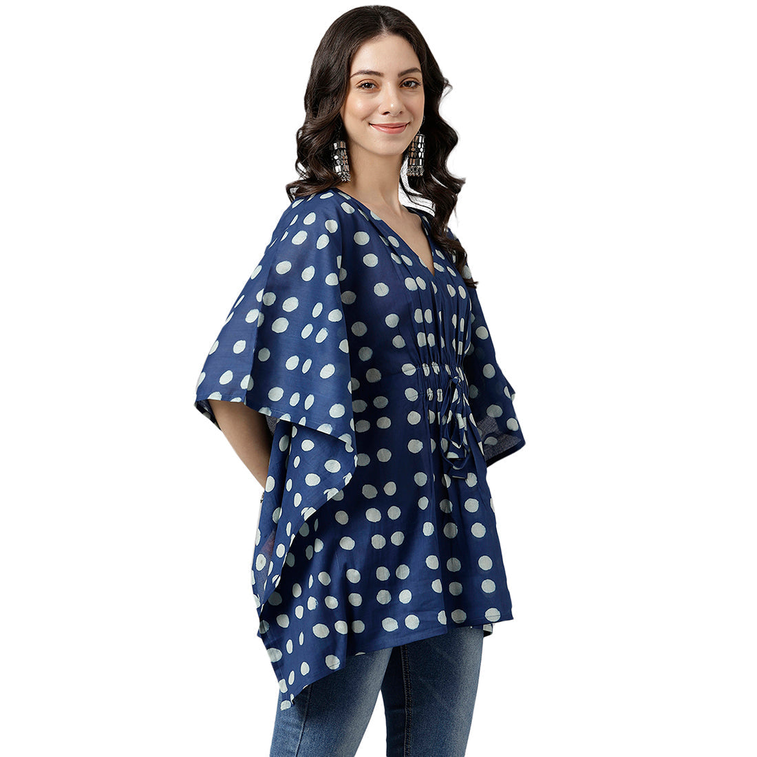 Indigo Printed Cotton Kaftan Top