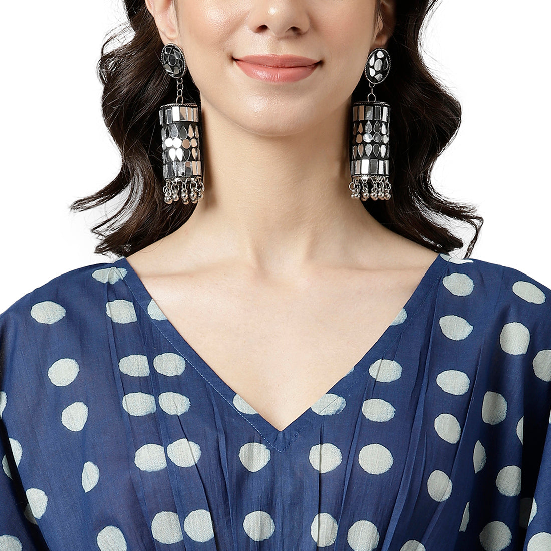 Indigo Printed Cotton Kaftan Top