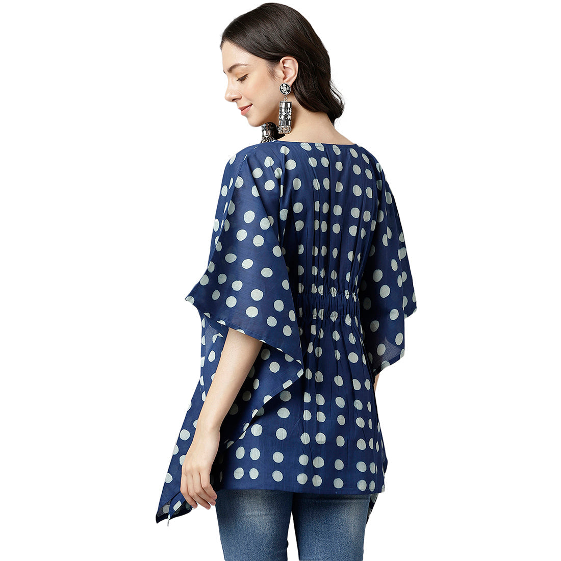 Indigo Printed Cotton Kaftan Top