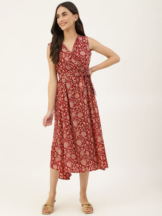 Cotton Printed Wrap Dress