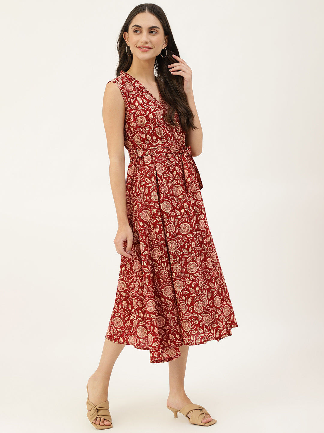 Cotton Printed Wrap Dress