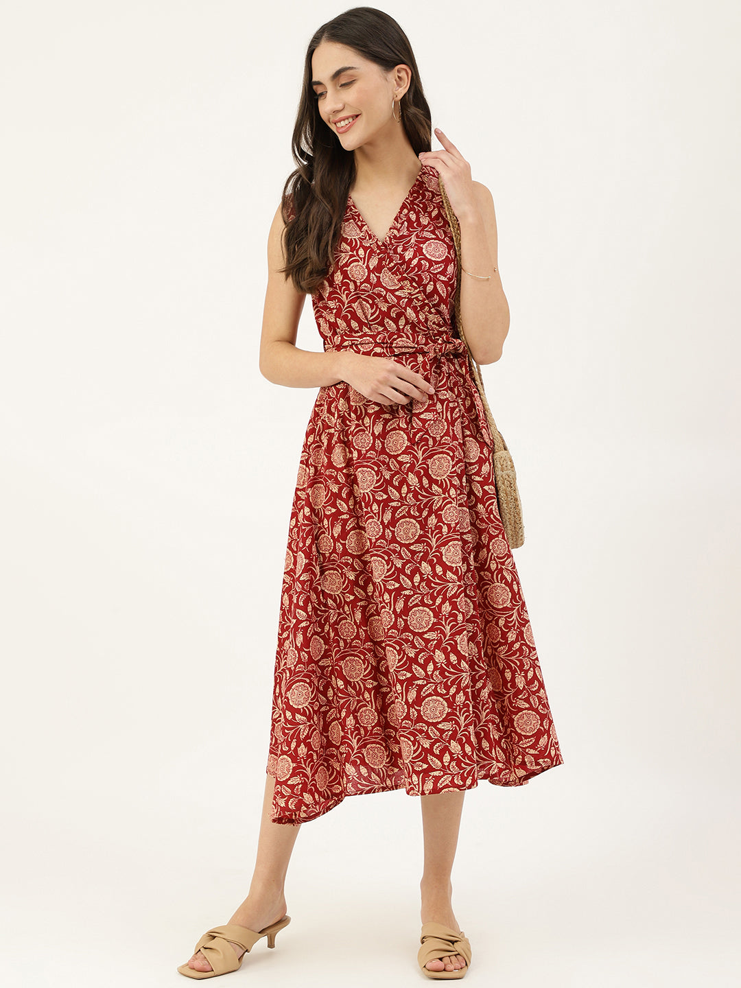 Cotton Printed Wrap Dress