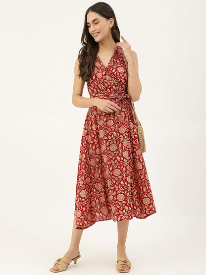 Cotton Printed Wrap Dress