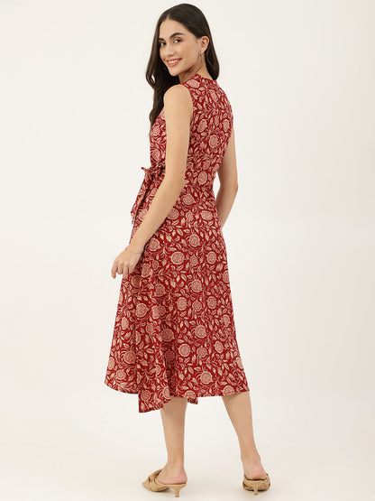 Cotton Printed Wrap Dress