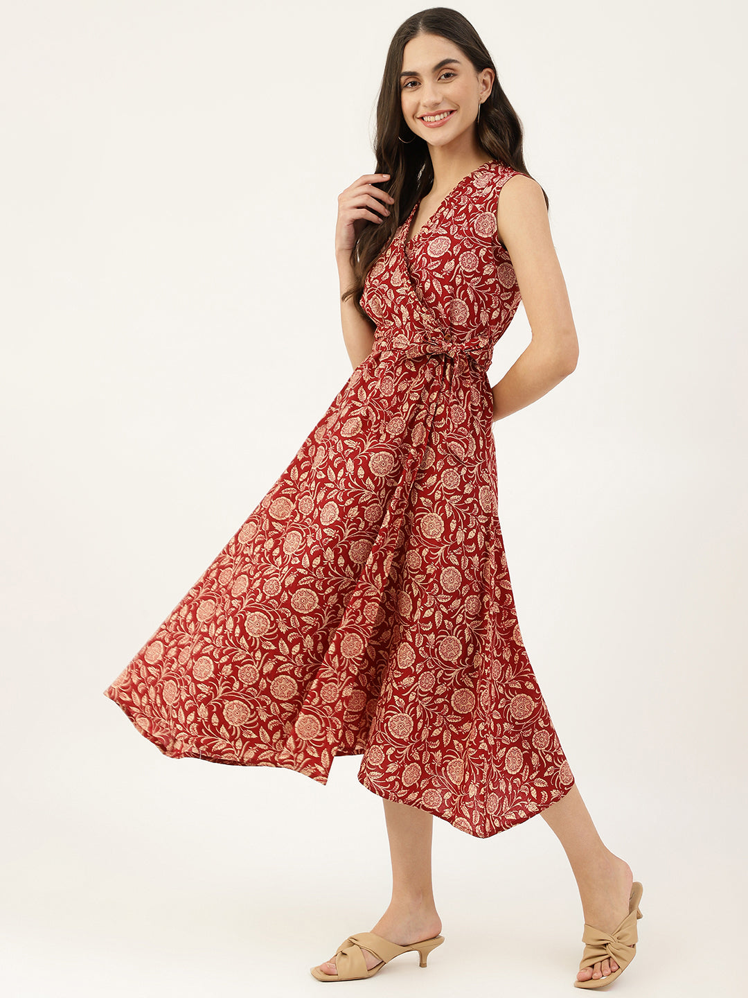 Cotton Printed Wrap Dress