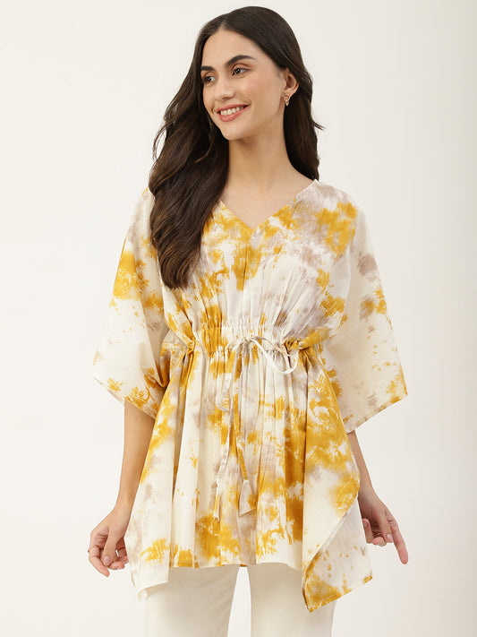 Shaded Yellow White Kaftan Top