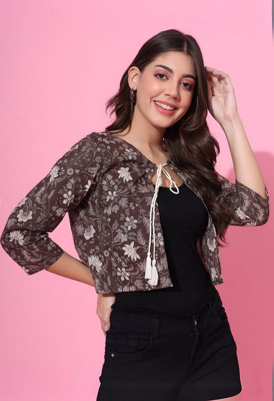 Mud Floral Shrug with tie-up