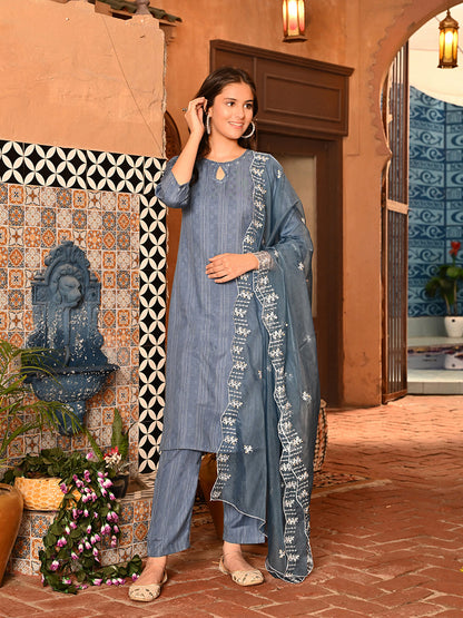 Miraya Embroidery Kurta Pant Dupatta Set