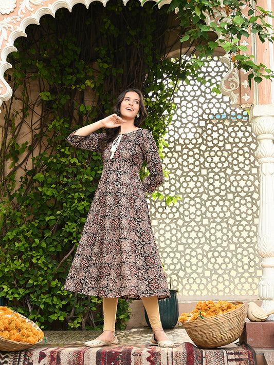 Bagru Ethnic Anarkali Kurta