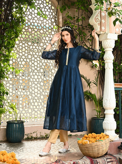 Bahara Chanderi Anarkali Kurta