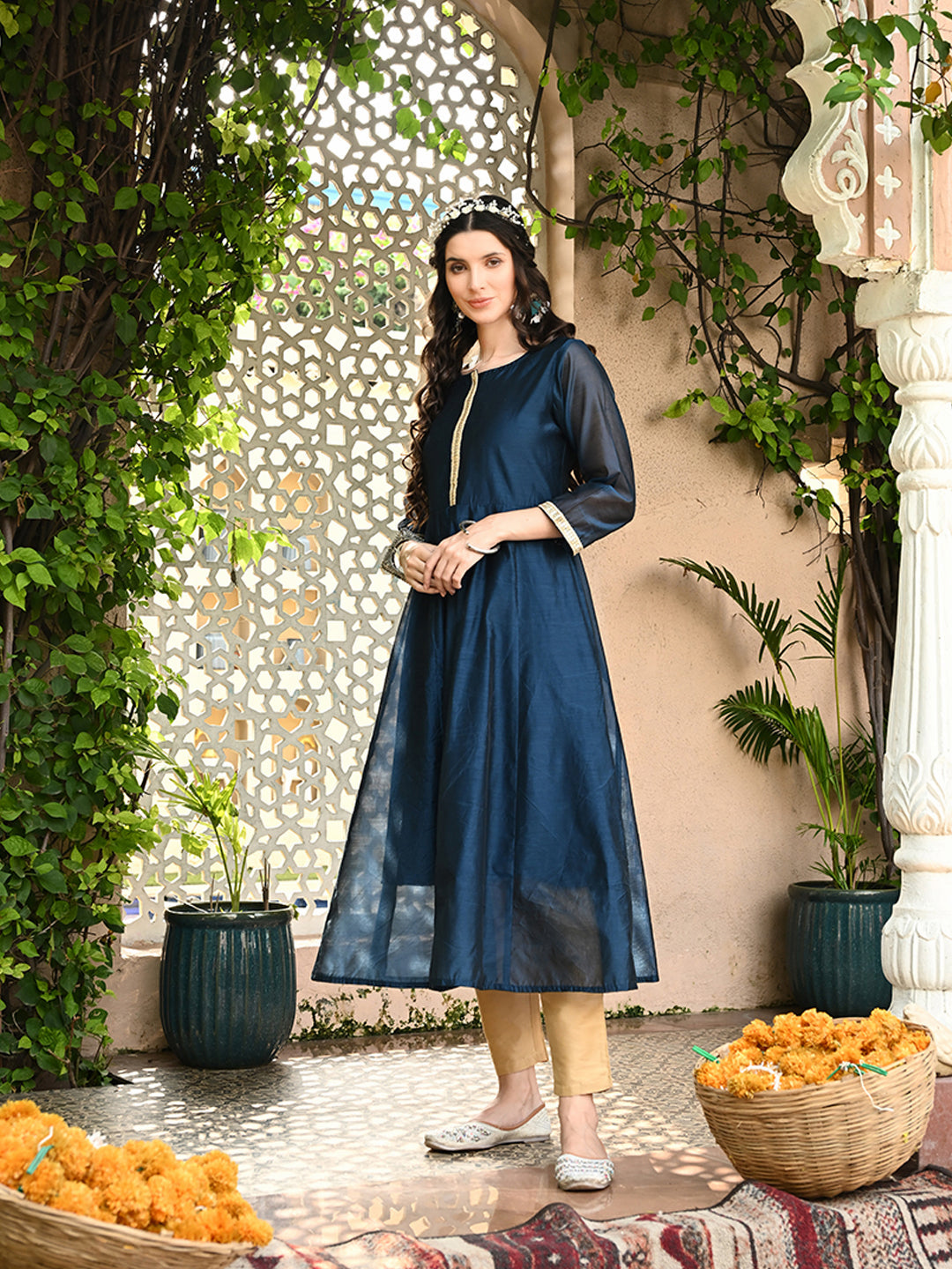 Bahara Chanderi Anarkali Kurta