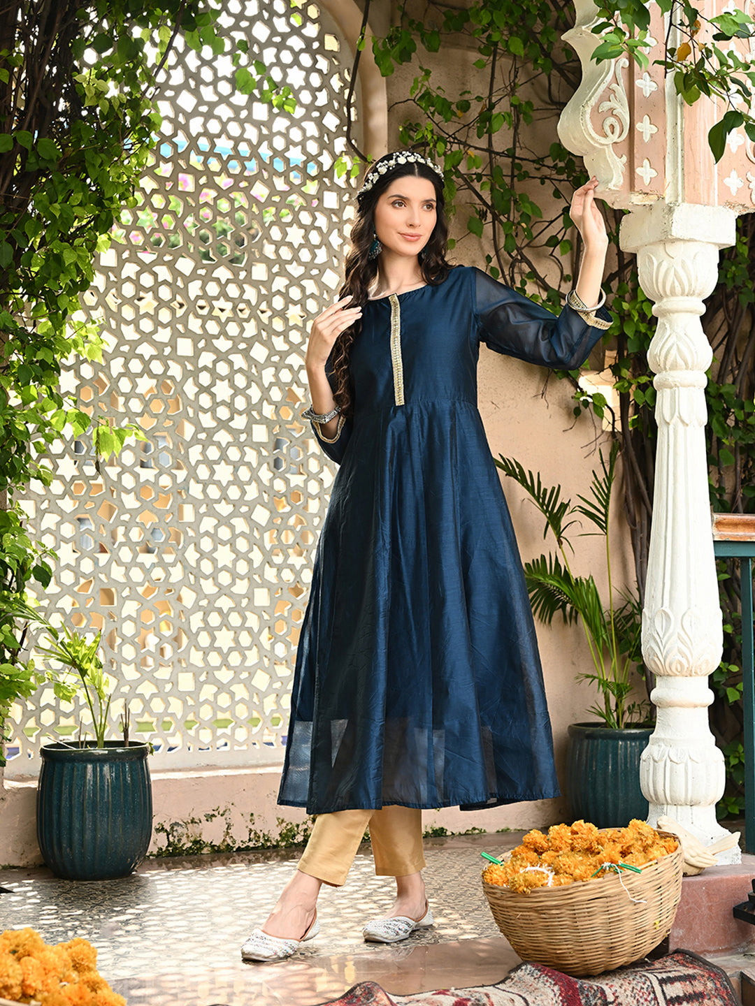 Bahara Chanderi Anarkali Kurta