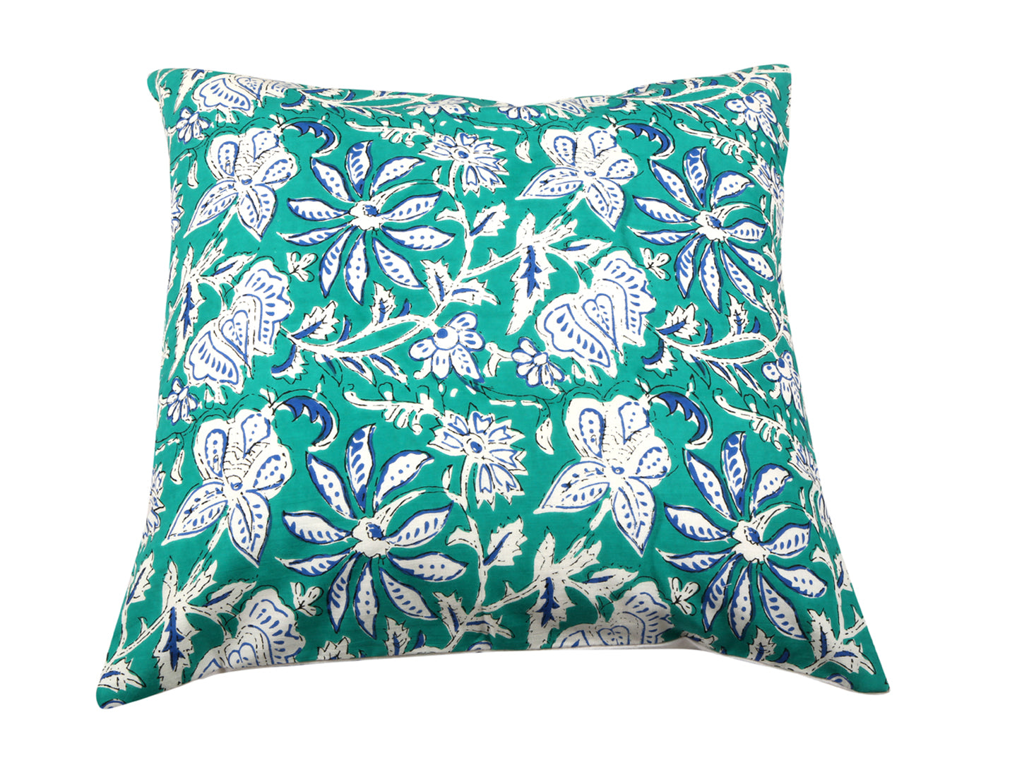 Sea Green Cushion Cover - Block Printed - Ayuda Homes