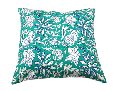 Sea Green Cushion Cover - Block Printed - Ayuda Homes