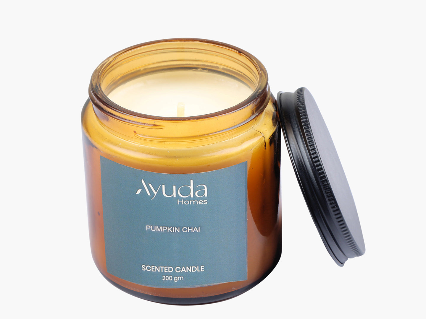 Pumpkin Chai Scented Candle - Soy Wax | Amber Glass Jar - Ayuda Homes