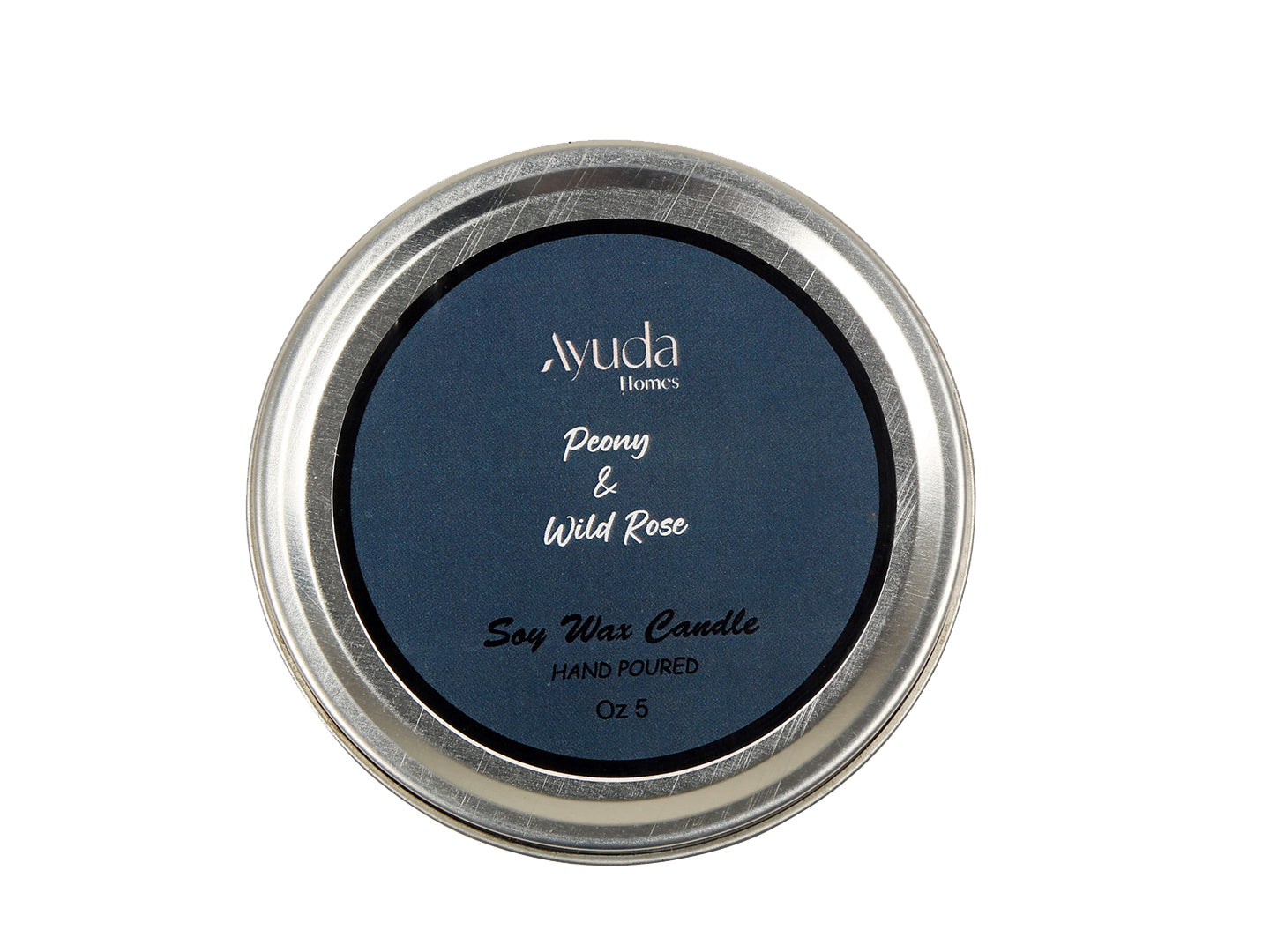 Peony & Wild Rose Scented Candle - Soy Wax | Tin Jar - Ayuda Homes