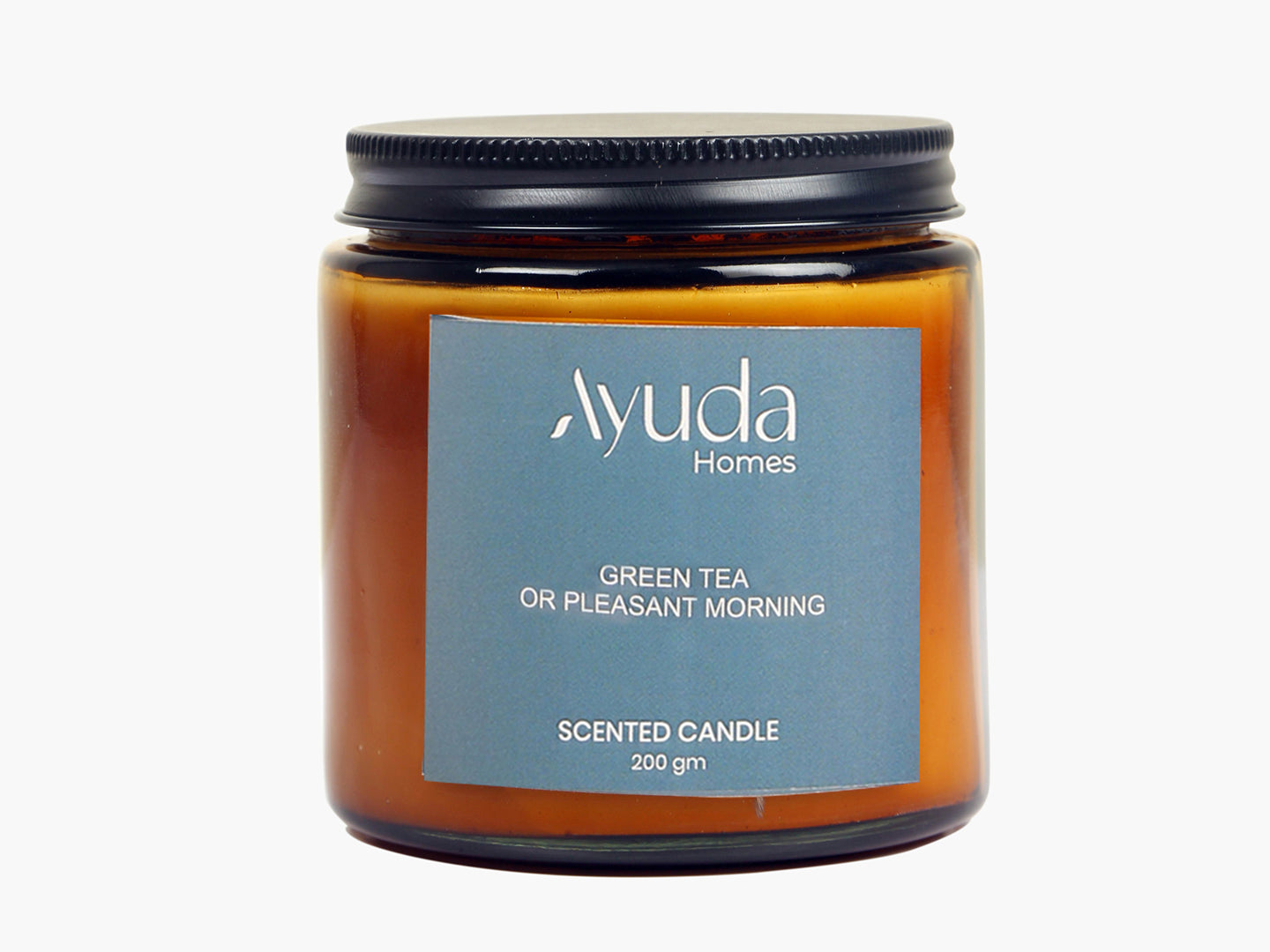 Green Tea Scented Candle - Soy Wax | Amber Glass Jar - Ayuda Homes