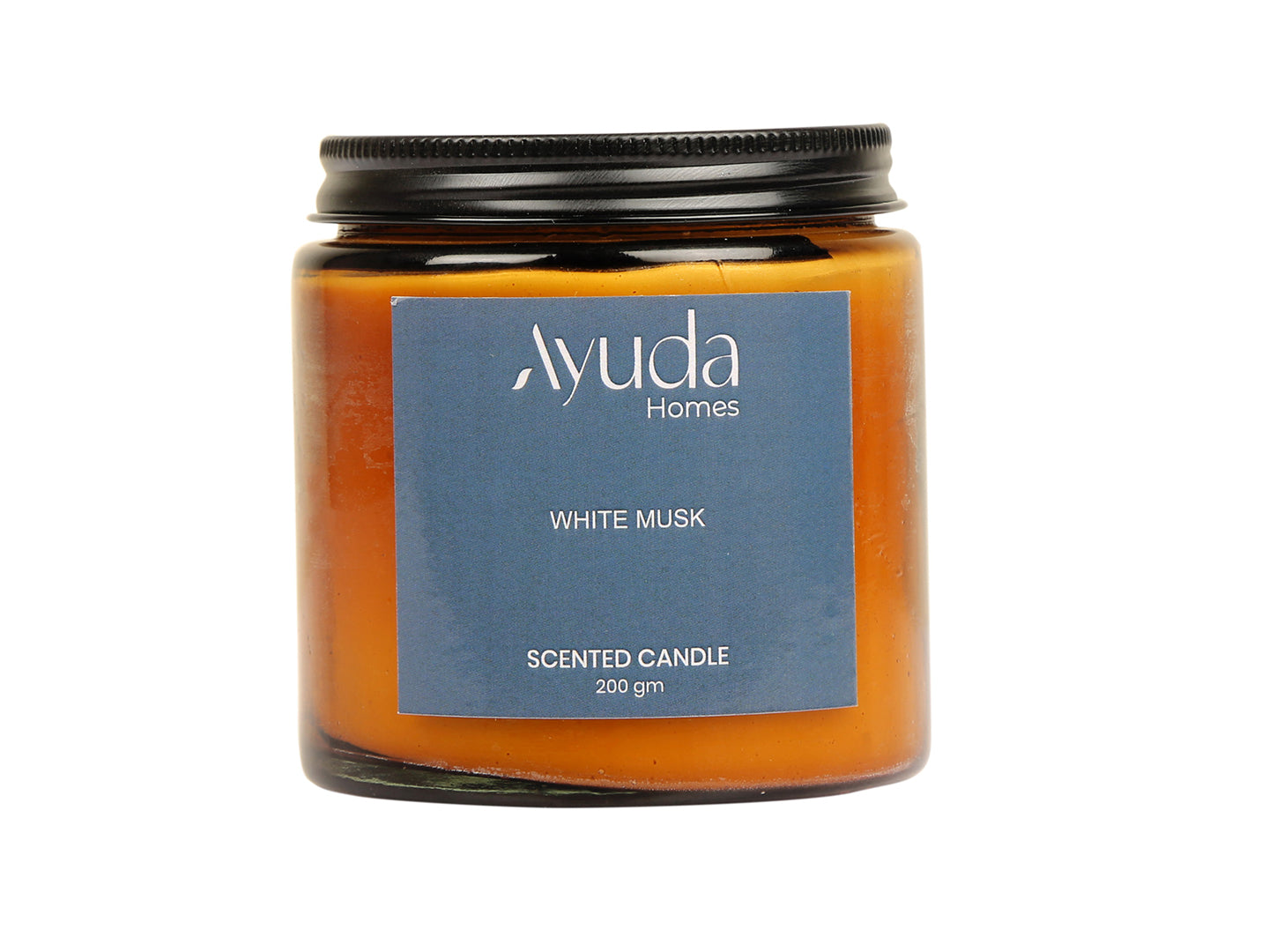 White Musk Scented Candle - Soy Wax | Amber Glass Jar - Ayuda Homes