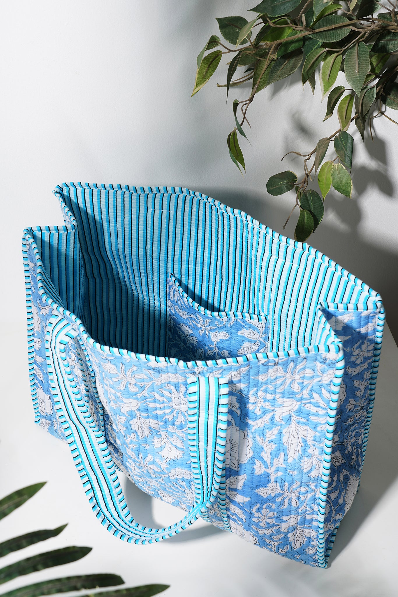 Baby Blue Quilted Tote Bag