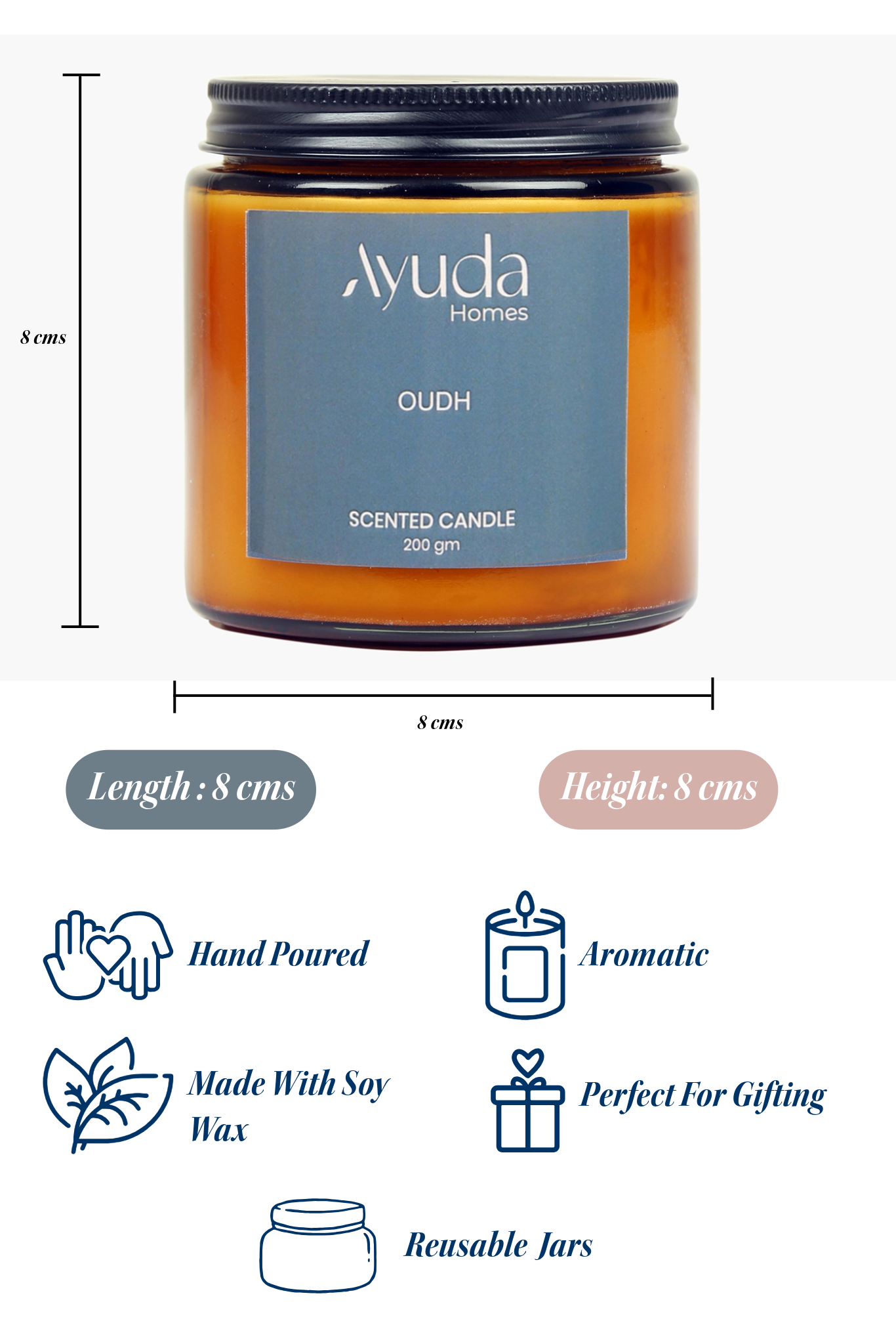 Pumpkin Chai Scented Candle - Soy Wax | Amber Glass Jar - Ayuda Homes