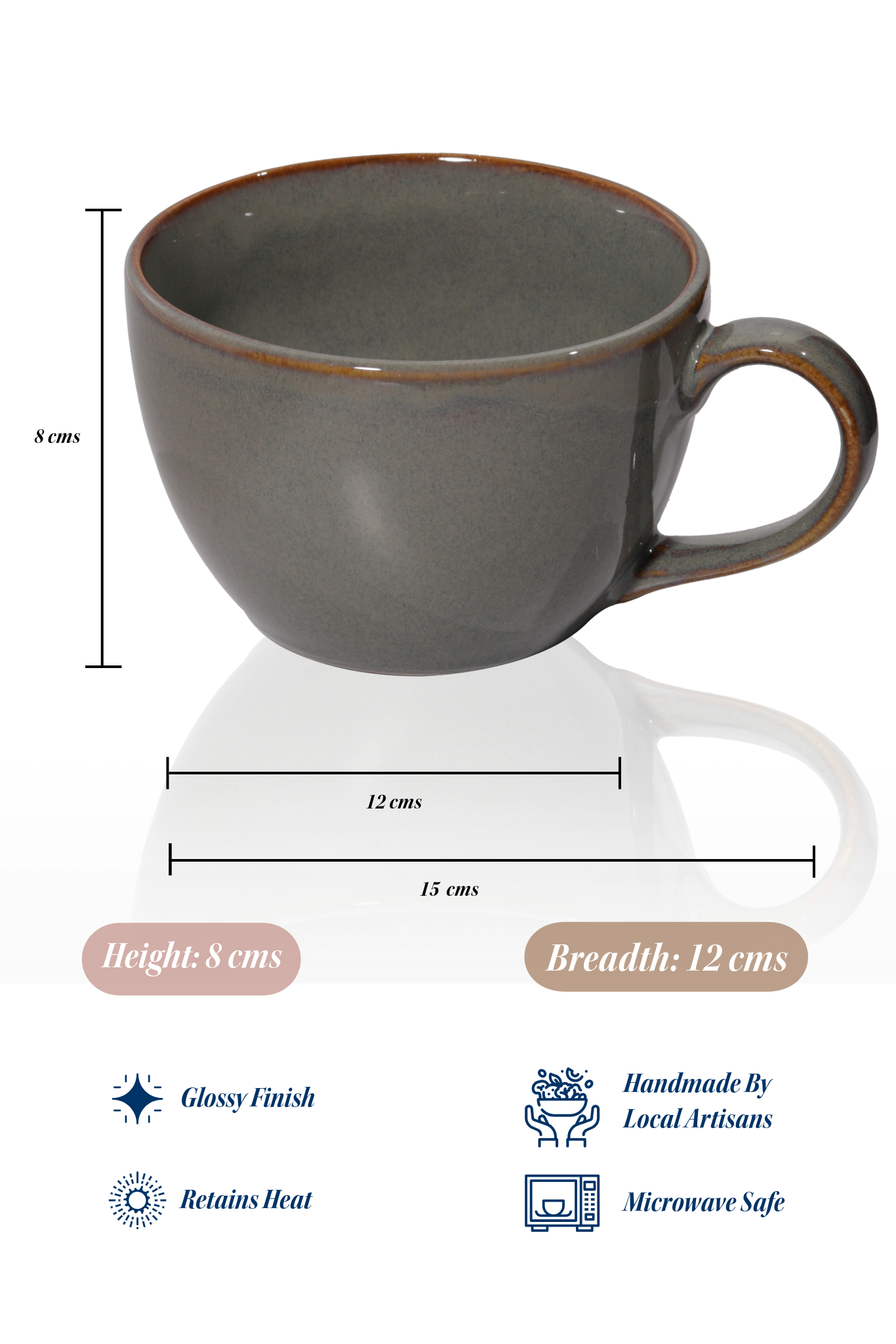 Slate Ceramic Soup Mug - Ayuda Homes