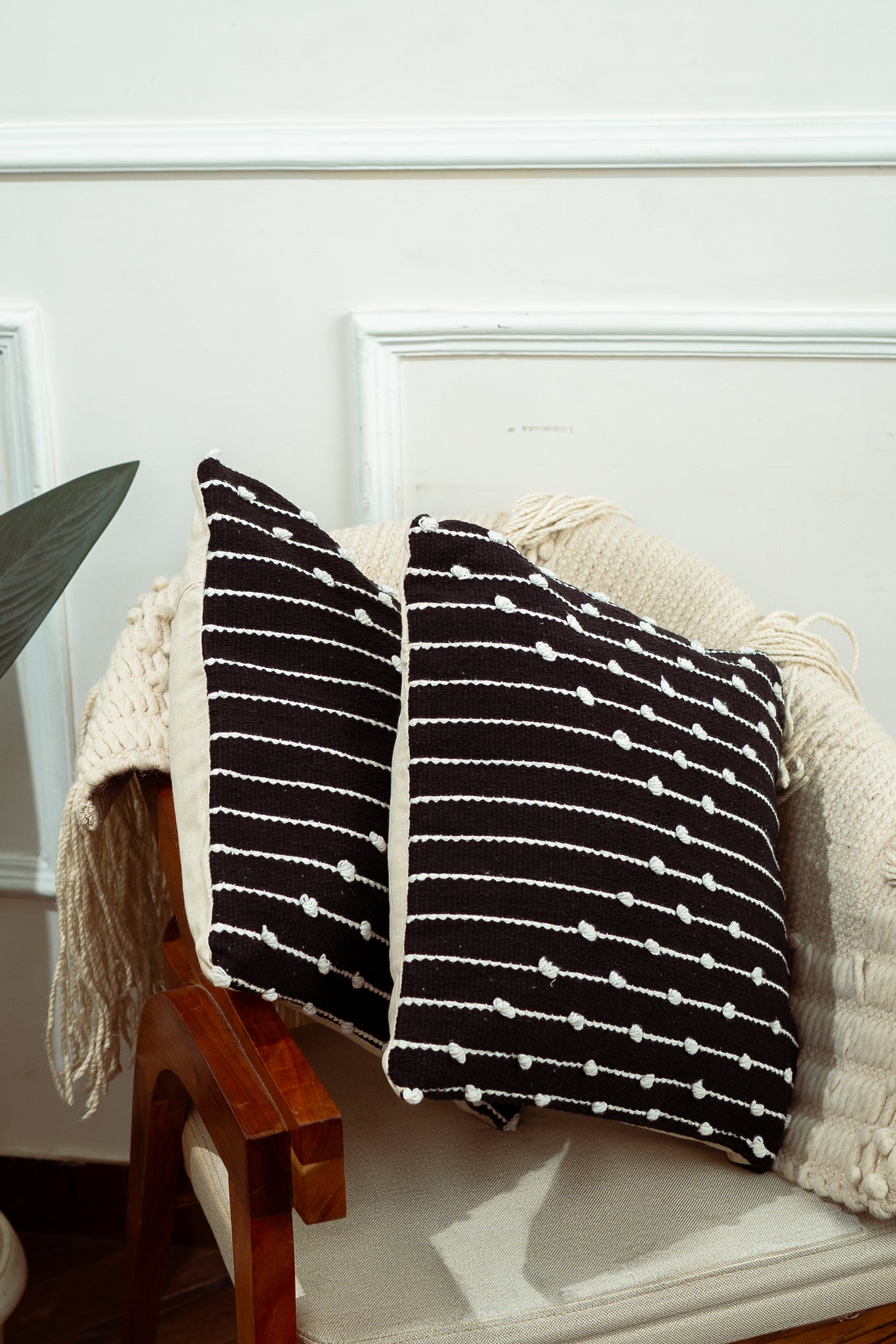 Monochrome Cushion Cover - Handloom Made (Set of 2)