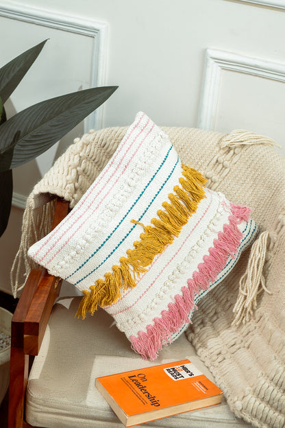 Pastel Weaves Cushion Cover - Handloom Made (Set of 2)