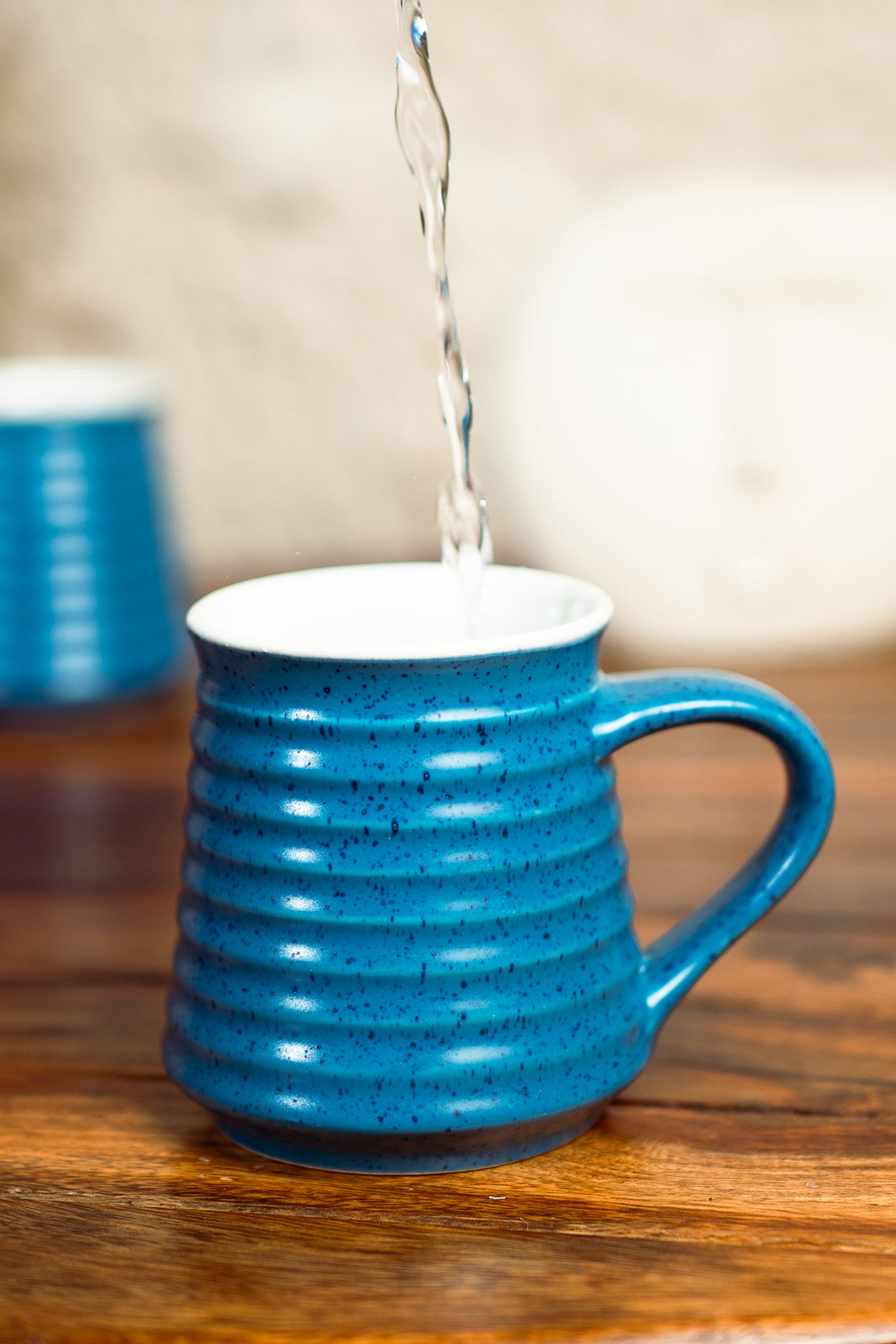 Ocean Ripple Handcrafted Ceramic Mugs | Set of 6