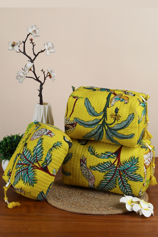 Tropical Elegance Quilted Pouches (Set of 3)