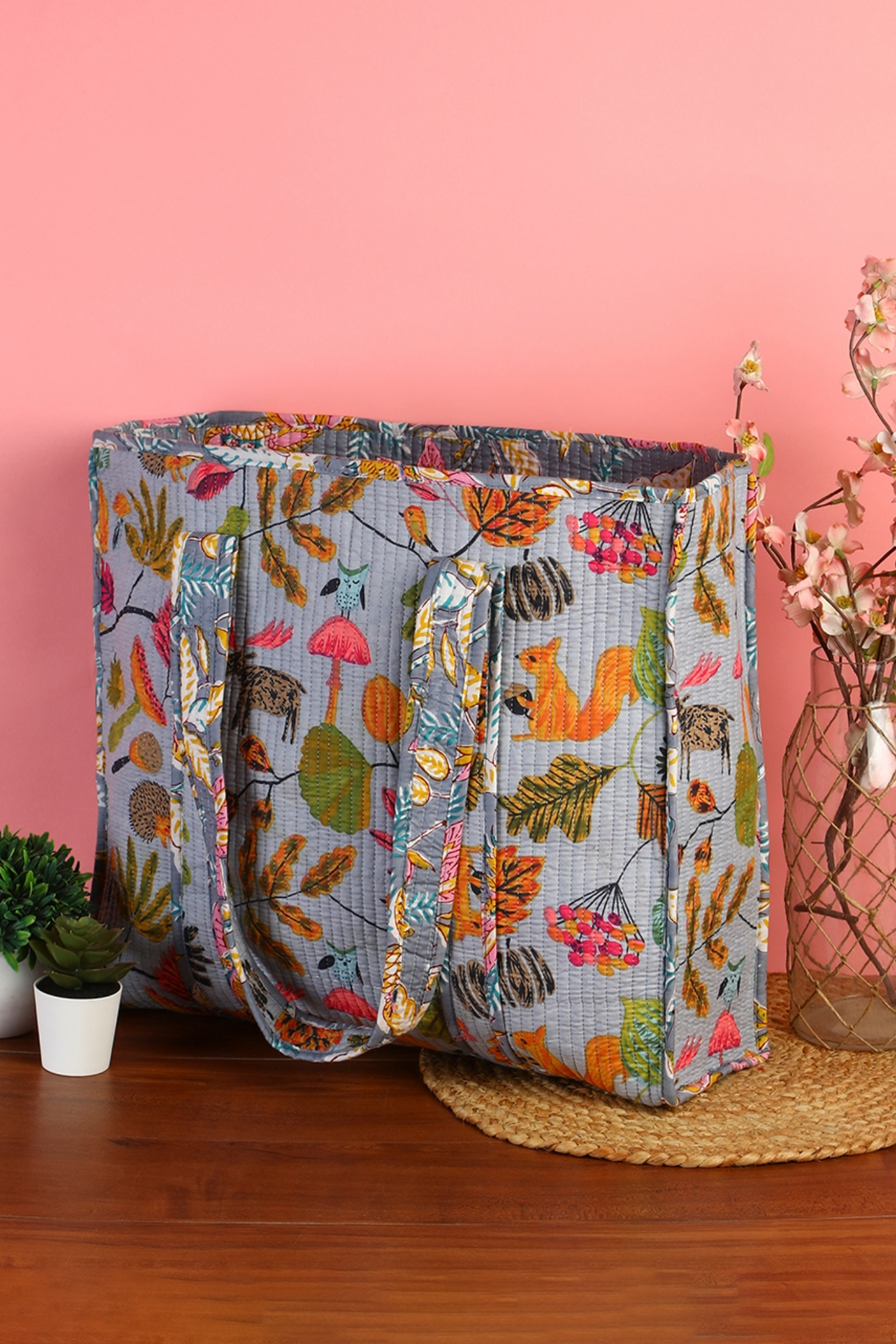 Jungle Bloom Quilted Tote Bag