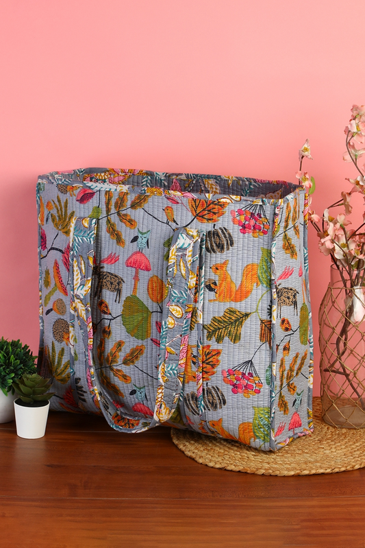 Jungle Bloom Quilted Tote Bag