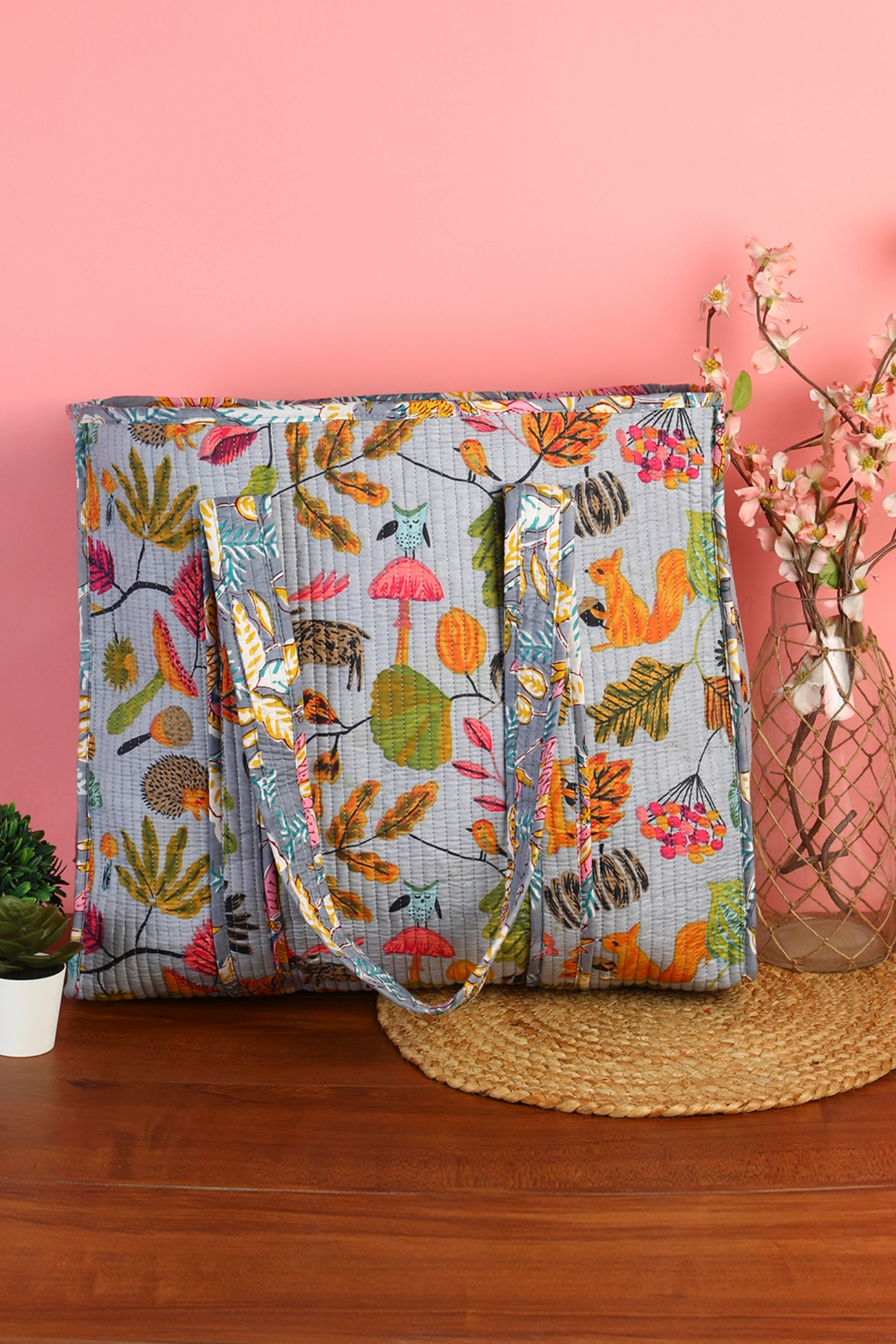 Jungle Bloom Quilted Tote Bag