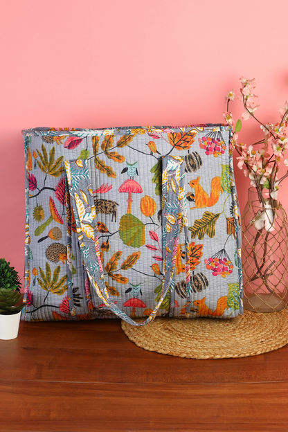 Jungle Bloom Quilted Tote Bag